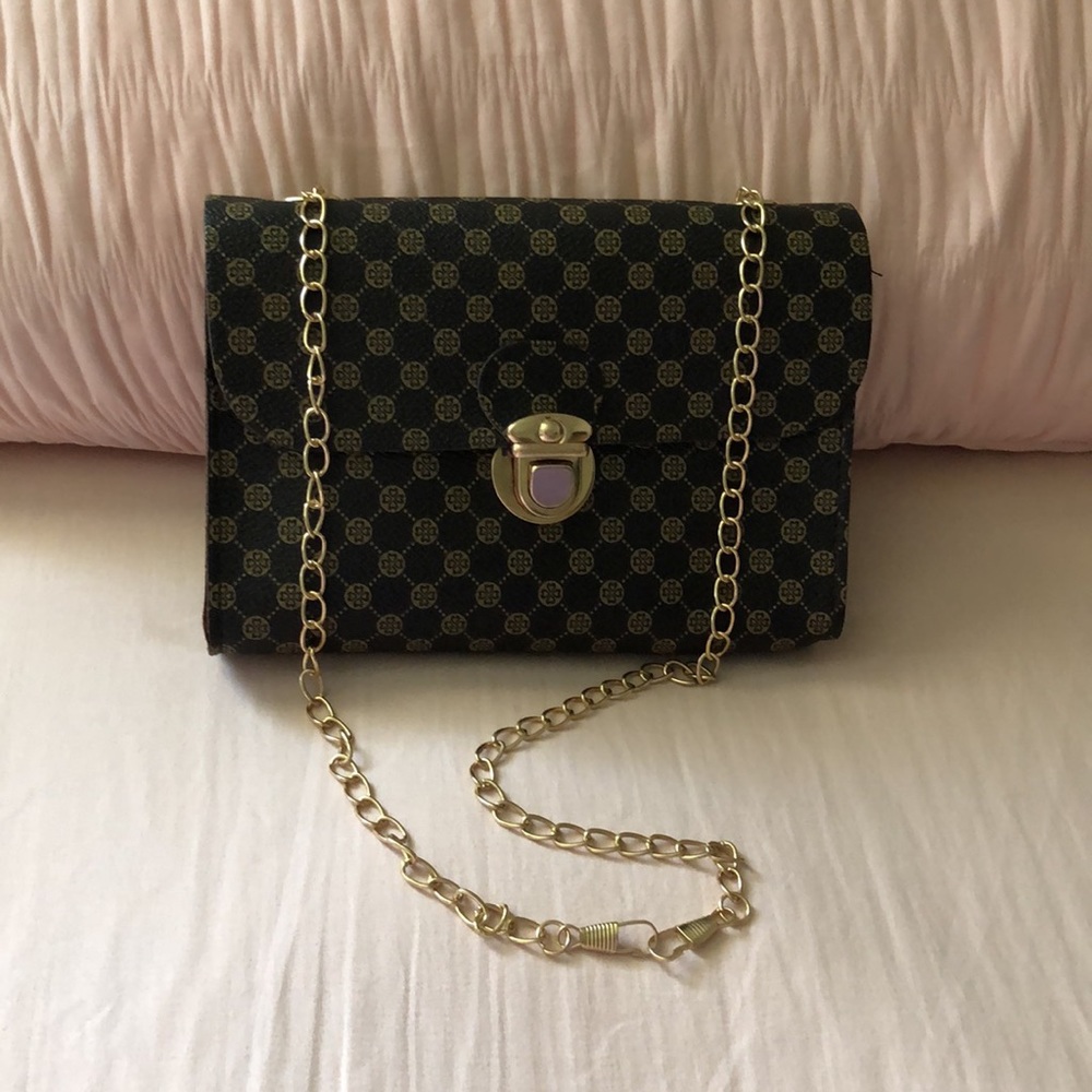 Small Brown & Tan Crossbody Bag Detachable Chain Strap 7” X 5” X 1” NWOT - Picture 3 of 7